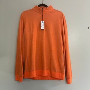 Turtleson Orange Heather Quarter Zip Pullover Size M golf‎ preppy layer